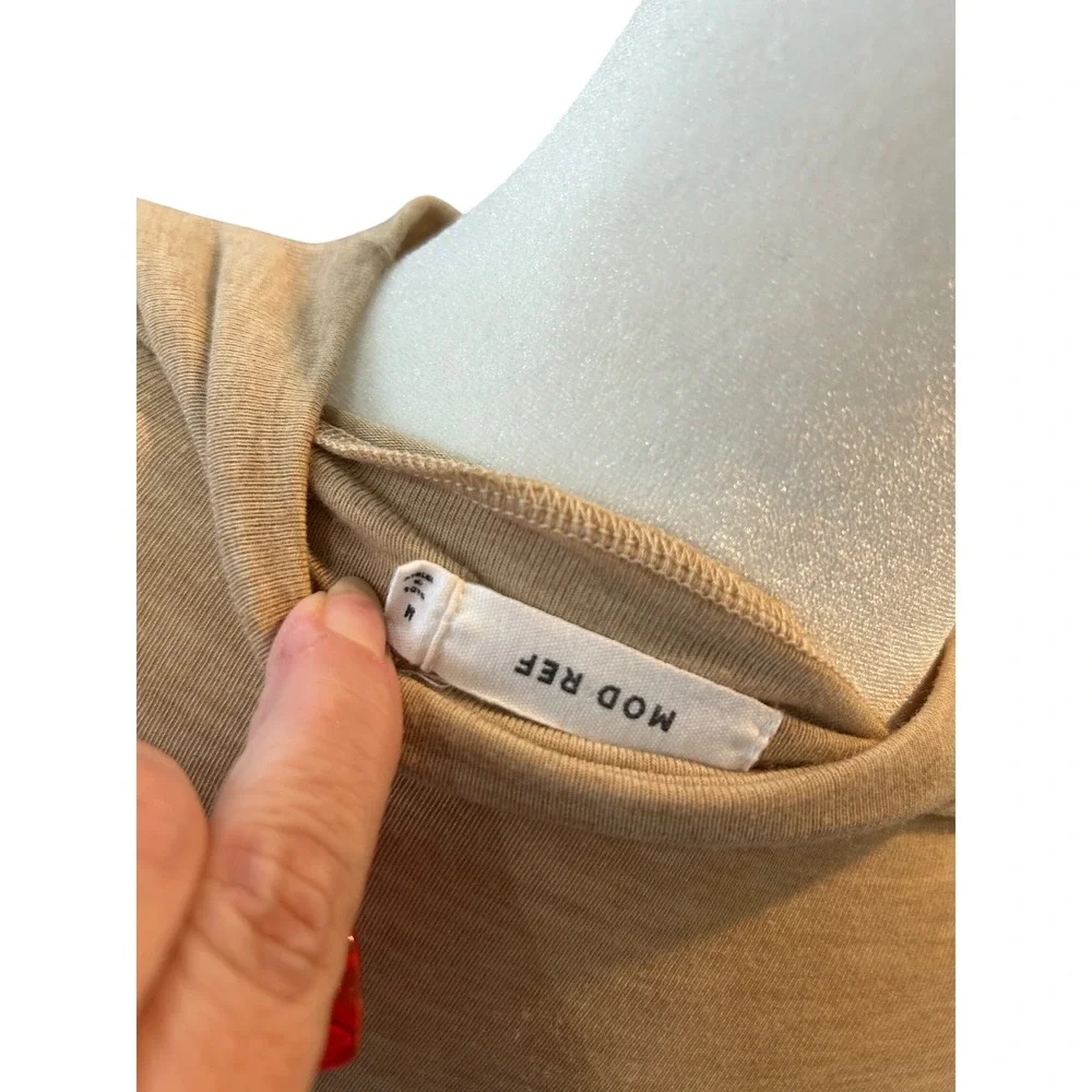 Mod Ref Long Sleeve‎ Knit Midi Dress Mock Neck Casual Comfort Beige Neutral - Picture 9 of 9